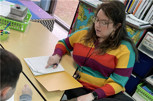 Tennessee Tech University College of Education student Rachel Martin giving high-dose tutoring through PCSS’s first Learning for All tutoring program.